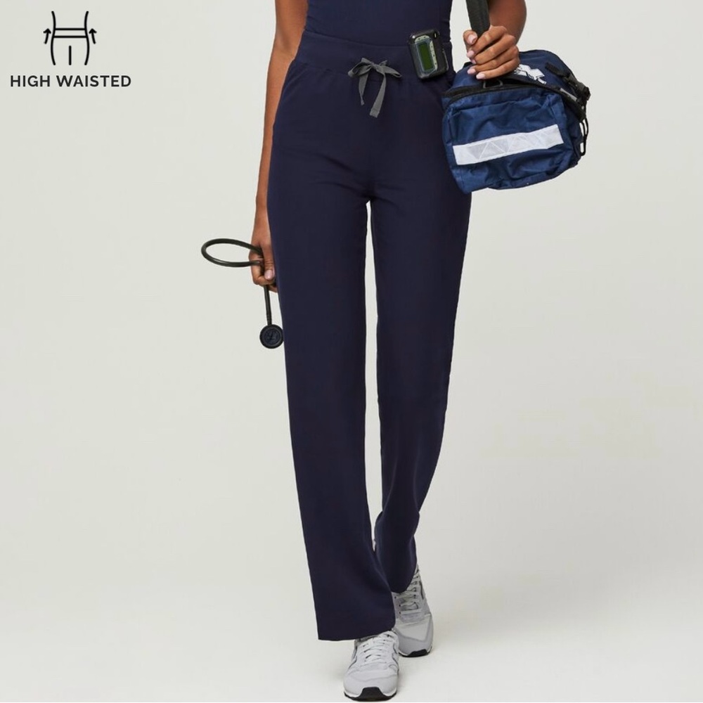FIGS High Waisted Livingston Basic Scrub Pants in Navy XS Petite